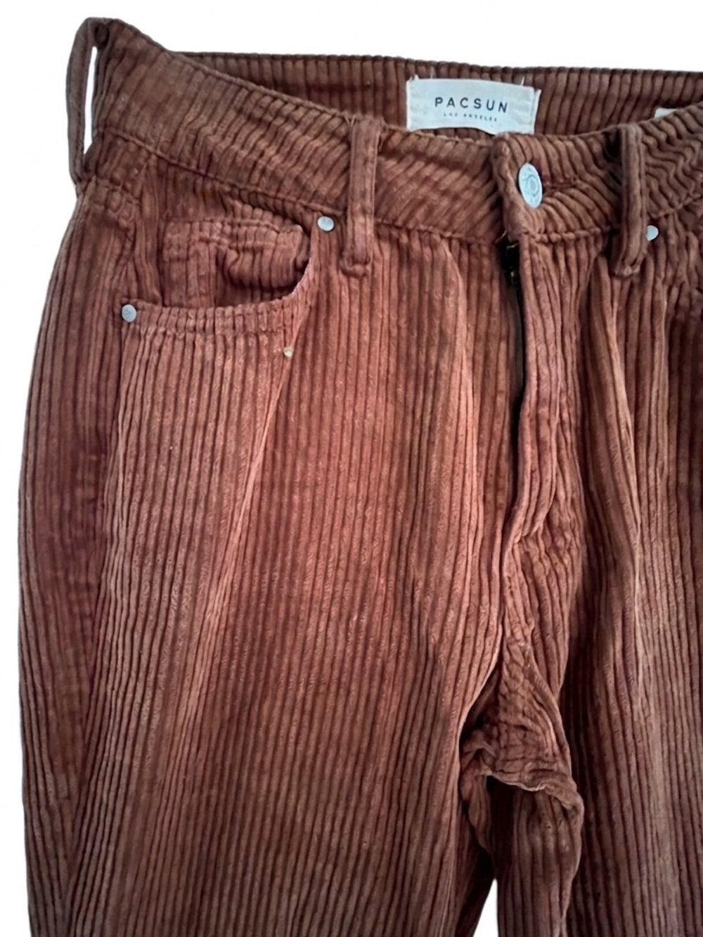 PacSun Chocolate Brown Corduroy Mom Jeans High Waisted Pants Trousers Corduroys - Picture 2 of 8